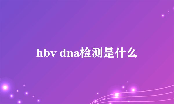 hbv dna检测是什么