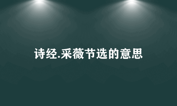 诗经.采薇节选的意思