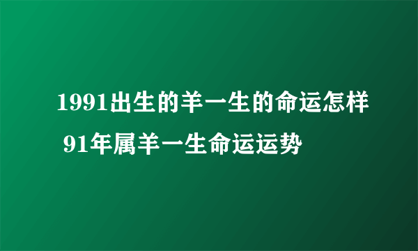 1991出生的羊一生的命运怎样 91年属羊一生命运运势