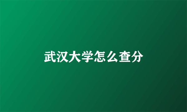 武汉大学怎么查分