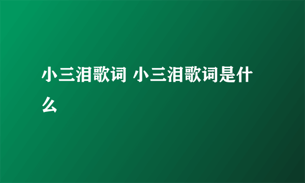 小三泪歌词 小三泪歌词是什么