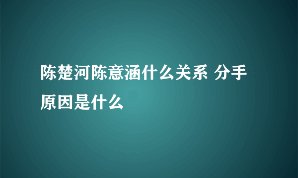 陈楚河陈意涵什么关系 分手原因是什么