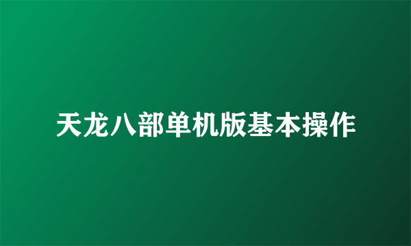 天龙八部单机版基本操作