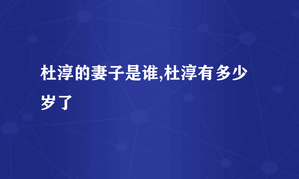 杜淳的妻子是谁,杜淳有多少岁了