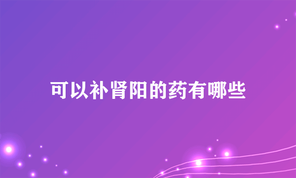 可以补肾阳的药有哪些