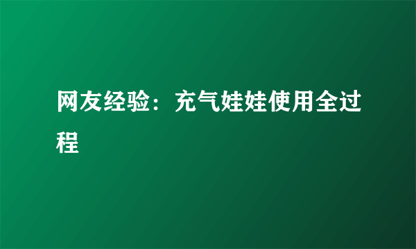 网友经验：充气娃娃使用全过程