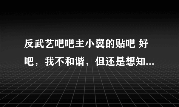 反武艺吧吧主小翼的贴吧 好吧，我不和谐，但还是想知道~~~