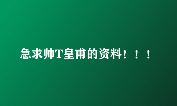 急求帅T皇甫的资料！！！