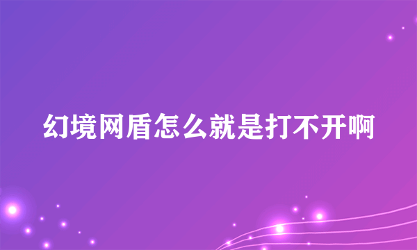 幻境网盾怎么就是打不开啊