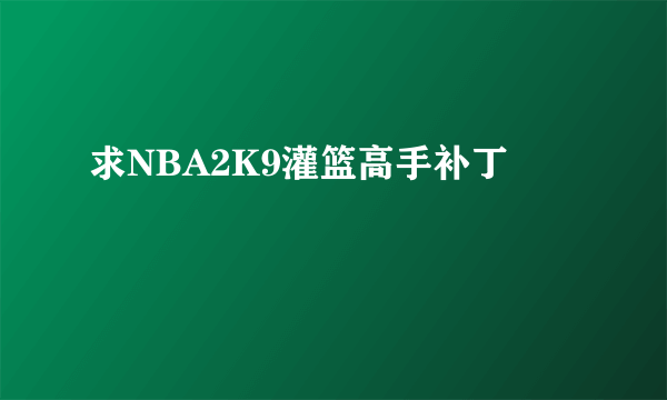 求NBA2K9灌篮高手补丁