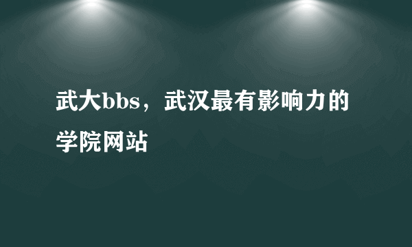武大bbs，武汉最有影响力的学院网站