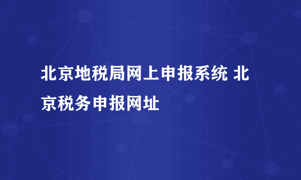 北京地税局网上申报系统 北京税务申报网址