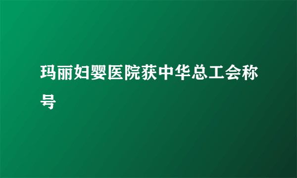 玛丽妇婴医院获中华总工会称号