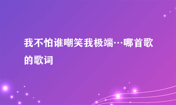 我不怕谁嘲笑我极端…哪首歌的歌词