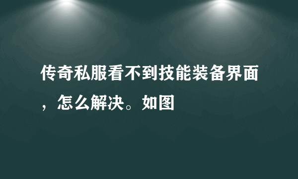 传奇私服看不到技能装备界面，怎么解决。如图