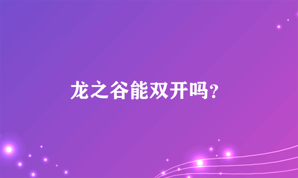 龙之谷能双开吗？