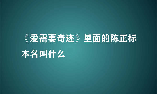 《爱需要奇迹》里面的陈正标本名叫什么