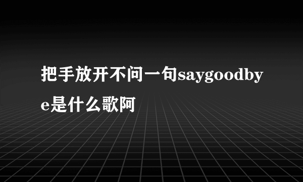 把手放开不问一句saygoodbye是什么歌阿