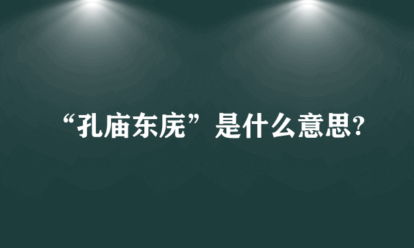 “孔庙东庑”是什么意思?