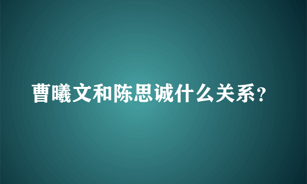 曹曦文和陈思诚什么关系？