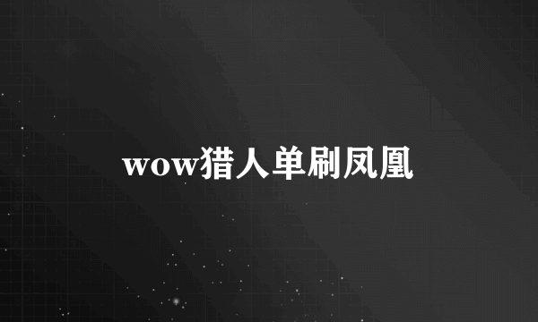 wow猎人单刷凤凰