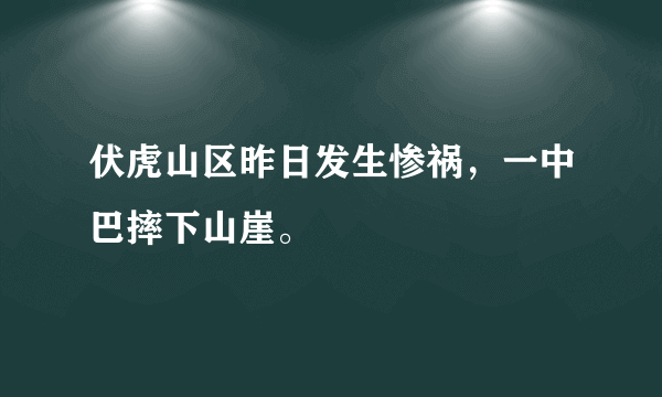 伏虎山区昨日发生惨祸，一中巴摔下山崖。