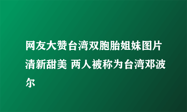 网友大赞台湾双胞胎姐妹图片清新甜美 两人被称为台湾邓波尔