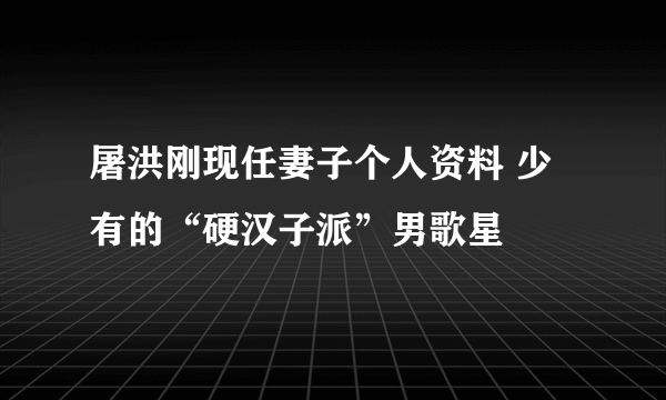 屠洪刚现任妻子个人资料 少有的“硬汉子派”男歌星