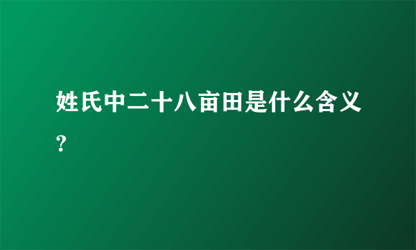 姓氏中二十八亩田是什么含义?