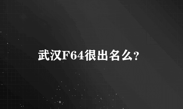 武汉F64很出名么？