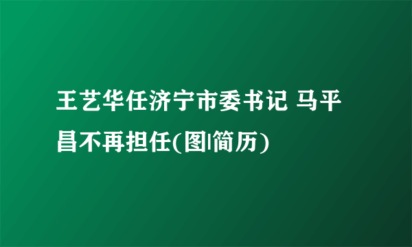 王艺华任济宁市委书记 马平昌不再担任(图|简历)