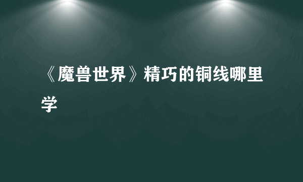 《魔兽世界》精巧的铜线哪里学