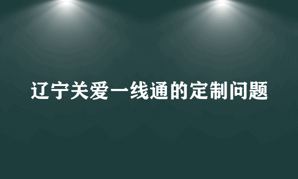 辽宁关爱一线通的定制问题