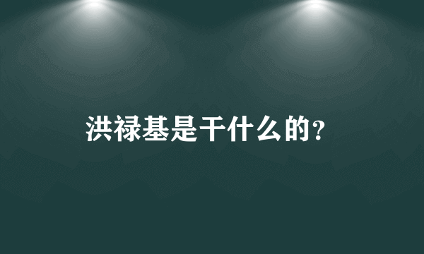 洪禄基是干什么的？