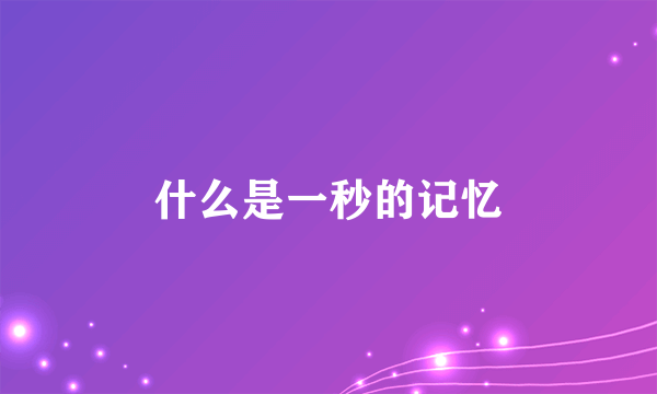 什么是一秒的记忆