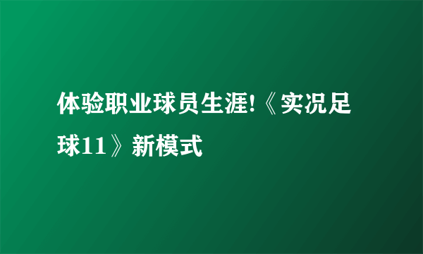 体验职业球员生涯!《实况足球11》新模式