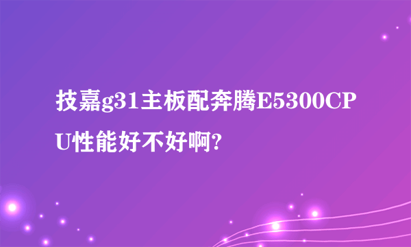 技嘉g31主板配奔腾E5300CPU性能好不好啊?