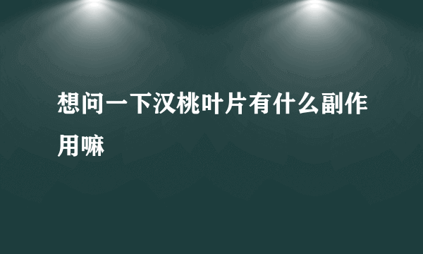 想问一下汉桃叶片有什么副作用嘛