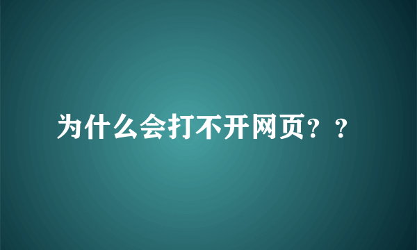 为什么会打不开网页？？